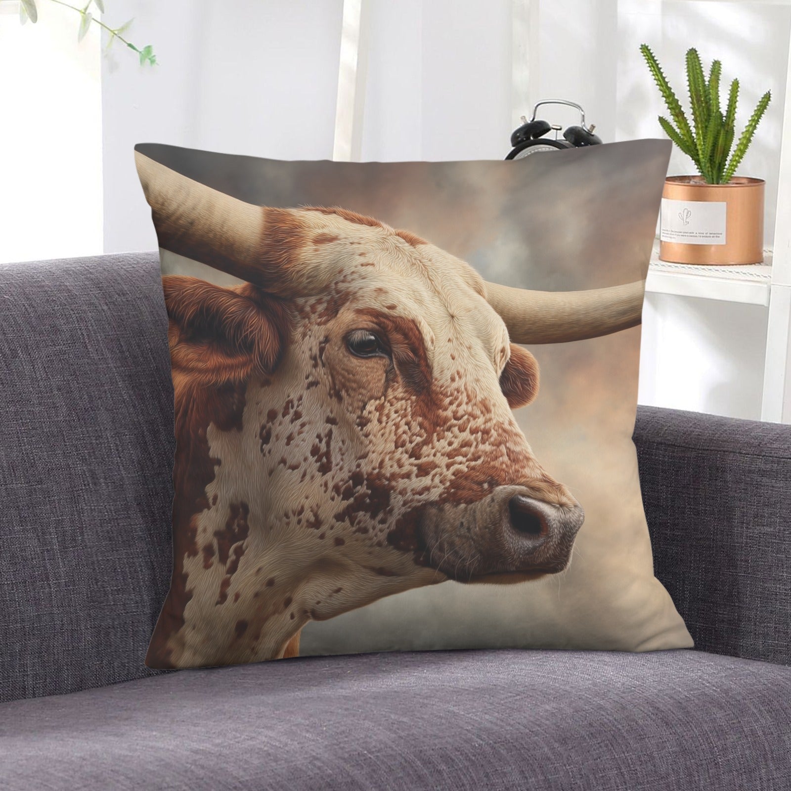 Baha Ranch Western Ranch Bull Velvety Soft Pillow Cover Made in America Baha Ranch Western Wear
