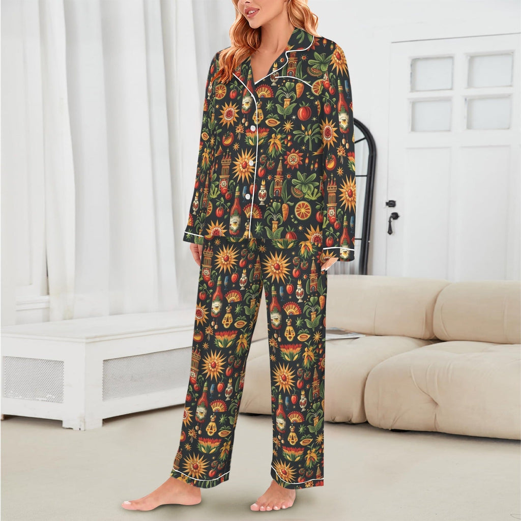 Baha Ranch Colores De Mexico - Mexican Culture Satin Pajamas Baha Ranch Western Wear