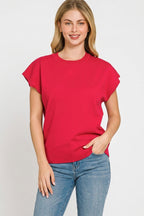 Zenana Viscose Round-neck Short Sleeve Sweater