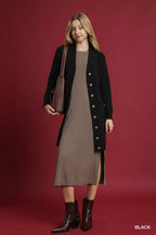 Umgee Button-Down Longline Sweater Cardigan with Front Pockets