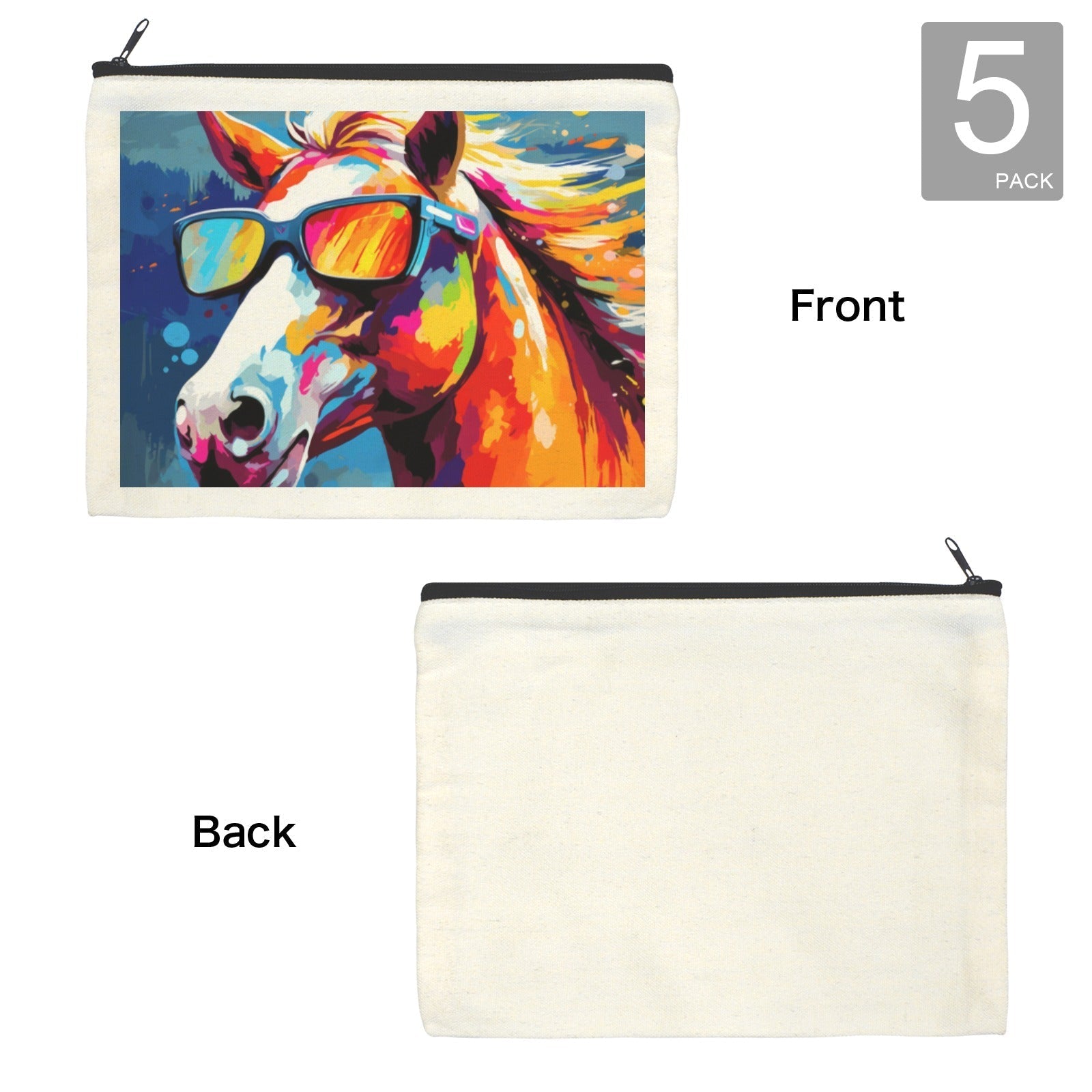 Baha Ranch Cool Horse Cosmetic Bag Pack of 5 Made in America Baha Ranch Western Wear