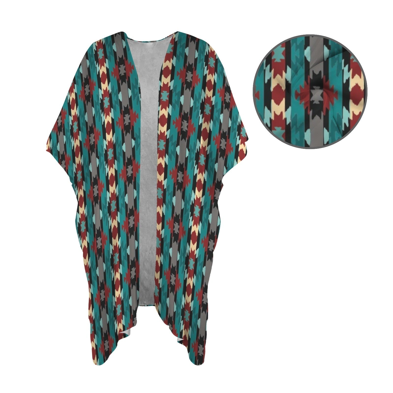 Baha Ranch Southwestern Aztec Duster Kimono Coverup Baha Ranch Western Wear