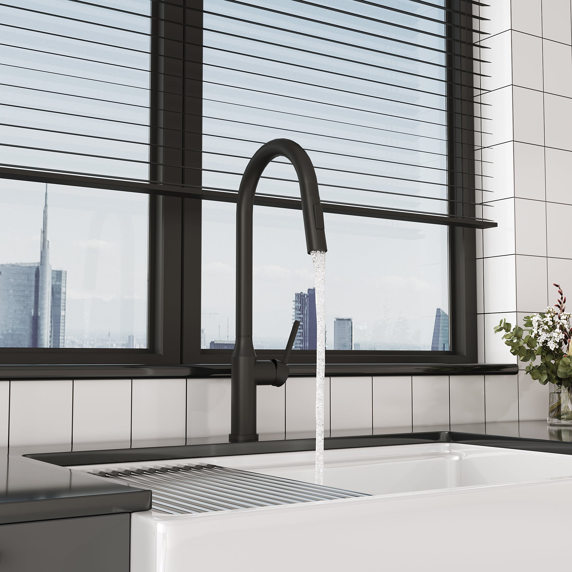 Bothwa Home 18.83' CUPC Certified Pull-down Kitchen Faucet (Matt Black Finish)