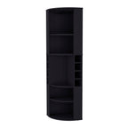 FM FURNITURE Clifton Corner Bar Cabinet, with 5 shelves,Cup Hanger and Eight Built-in Wine Rack, Black