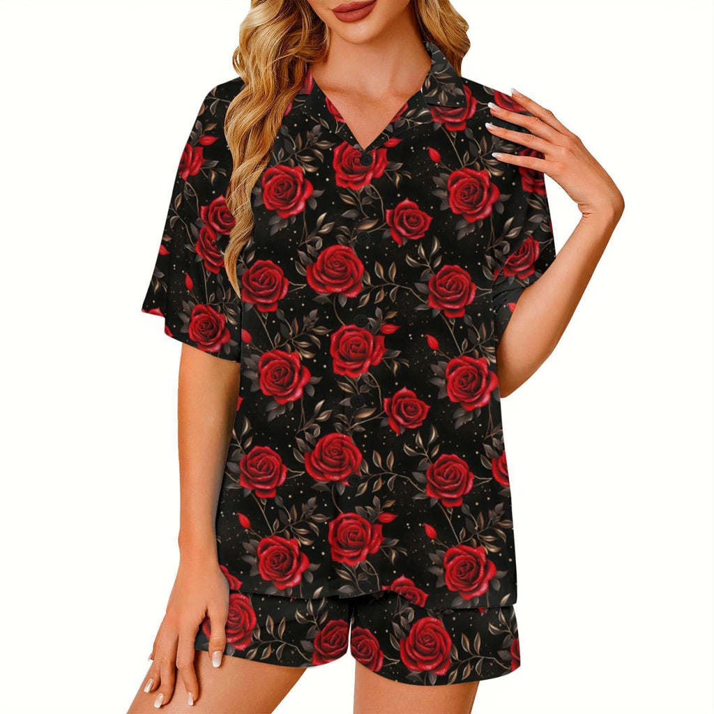 Baha Ranch Red Rose Women's Pajama Set Made in America Baha Ranch Western Wear