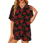 Baha Ranch Red Rose Women's Pajama Set Made in America Baha Ranch Western Wear