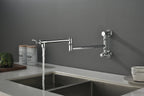 Wall mounted Pot Filler Faucet, Modern Brass Pot Filler Two-Attachment Wall Mount Folding Kitchen Pot Filler Swing Arm