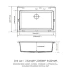 Quartz Kitchen Sink - 33' x 22' Black Granite Composite Drop-In Sink with Durable Construction