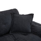 84' Chenille Sofa Small Sofa Loveseat Deep Seat Sofa Couch with 2 Throw Pillows & Memory Foam for Living Room Apartment Office Lounge-Black