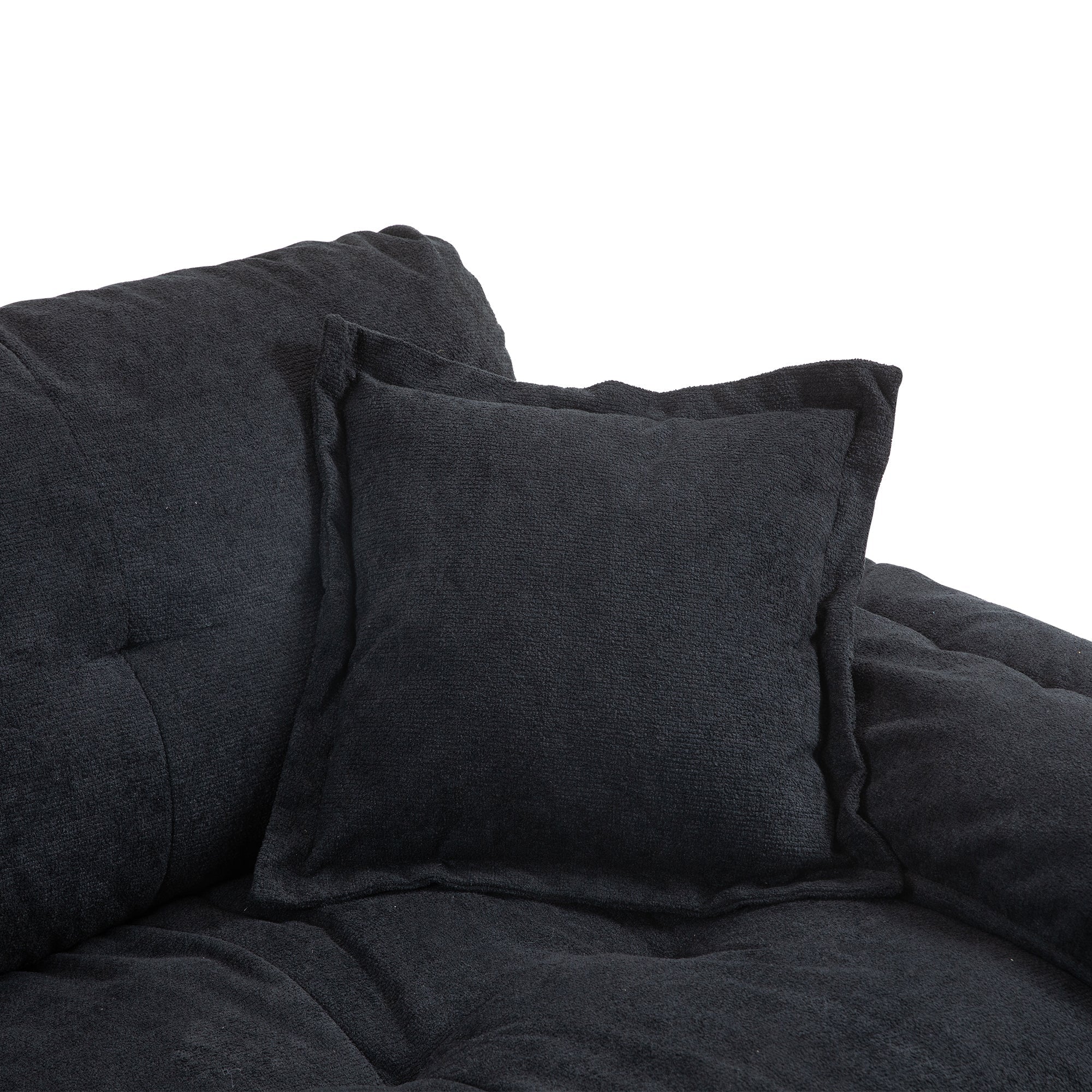 84' Chenille Sofa Small Sofa Loveseat Deep Seat Sofa Couch with 2 Throw Pillows & Memory Foam for Living Room Apartment Office Lounge-Black