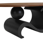 Black Nesting Coffee Table Set of 2, Oral and Round Coffee Table Set, Industrial Table for Living Room, Large 47.24'', Small 19.69''