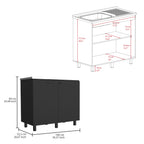 Napoles 2 Utility Sink with Cabinet, Stainless Steel Countertop, Interior Shelf - Wenge