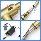 Touchless Kitchen Faucet, Hands Free Automatic Smart Kitchen Faucet, Stainless Steel Touchless Kitchen Faucet Brushed Gold