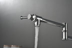 Wall mounted Pot Filler Faucet, Modern Brass Pot Filler Two-Attachment Wall Mount Folding Kitchen Pot Filler Swing Arm