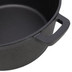 2 in 1 Pre-Seasoned Cast Iron Dutch Oven With Dual Handles, Outdoor Camping Deep Pot for Camping Fireplace Cooking BBQ Baking Campfire, 5 Quart.With 2pcs Silicone Handel Covers.