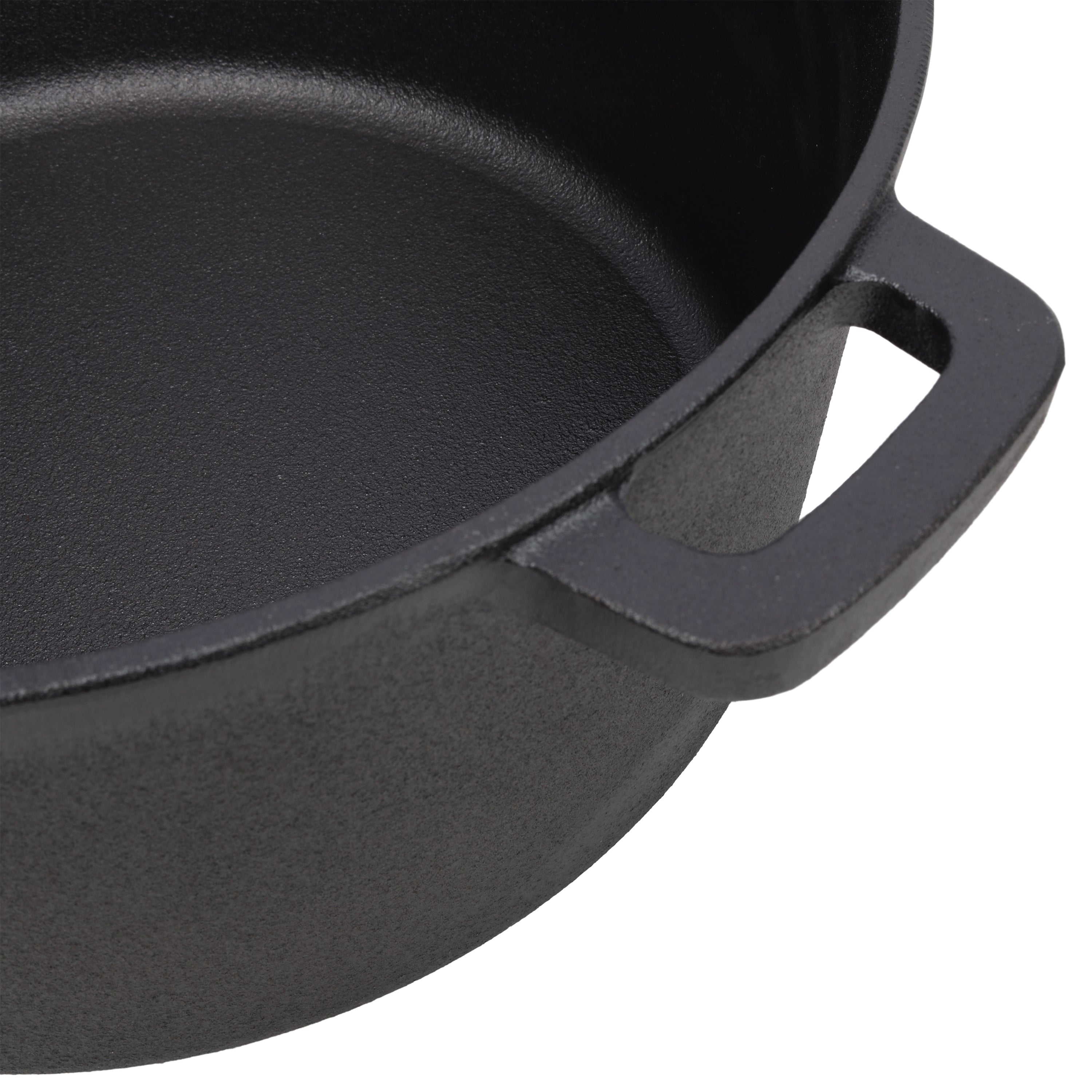 3 in 1 Pre-Seasoned Cast Iron Dutch Oven, Outdoor Camping Deep Pot, 5 Quart. Cover As A Skillet with Ribbed Bottom Design. With 1PC Iron Pot Rack, 1PC Lid Lifter.
