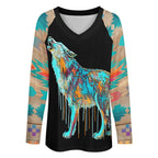 Baha Ranch Western Native Wolf Long Sleeve Tee Baha Ranch Western Wear