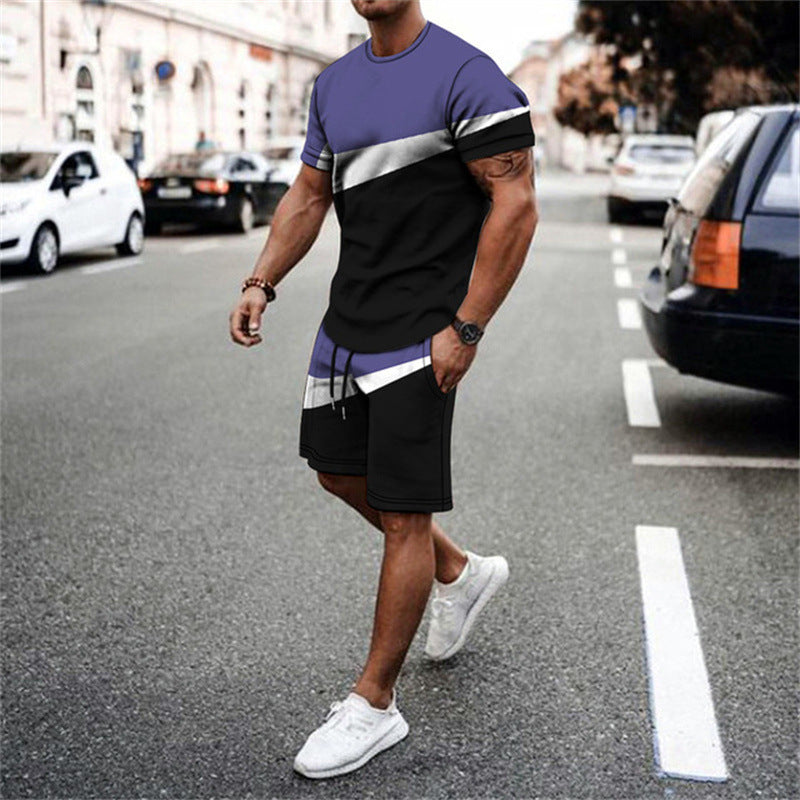Digital Color Printed Casual Men's Short T Beach Pants Suit Summer Loose Shorts