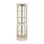 Lighted Corner Curio Cabinet - Display Case for Living Room, Antique Collectibles, Wine & Bar Glass Storage - Elegant Corner Design with Lights Included- White