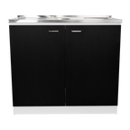 Napoles Utility Sink With Cabinet, Double Door, One Shelf -White / Black
