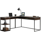 L-Shaped Desk, Brown finish