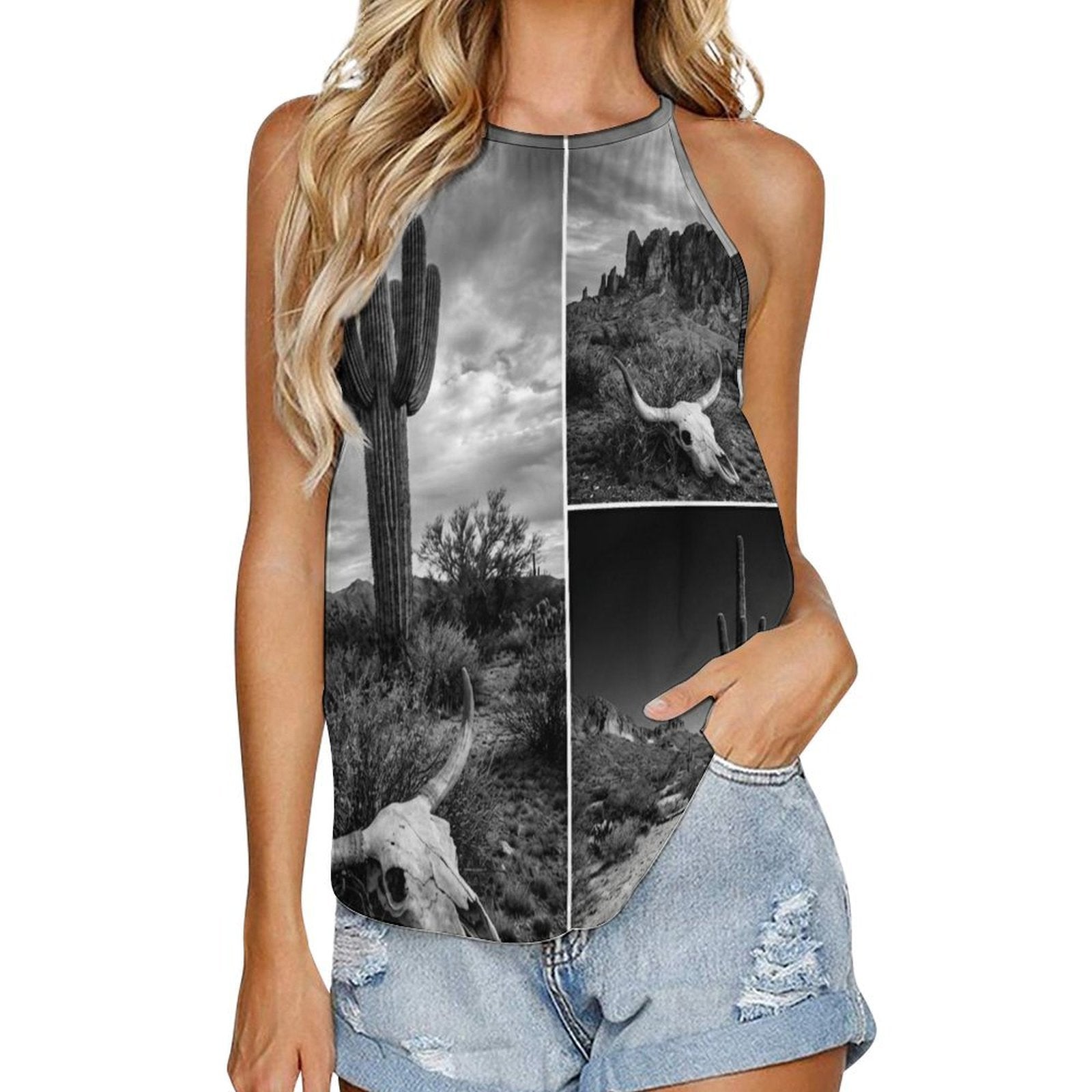 Baha Ranch Black White Desert Tank Top Baha Ranch Western Wear