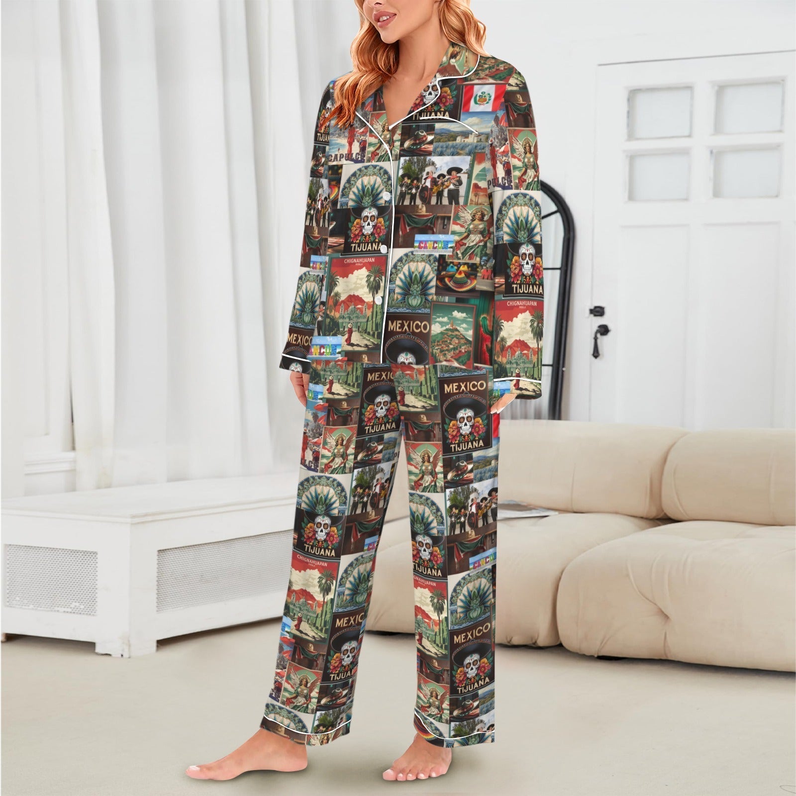 Baha Ranch Colores De Mexico Destination Mexico Satin Pajamas Baha Ranch Western Wear