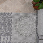 NAAR Guros Collection 8X10 White / Geometric Indoor / Outdoor Area Rug