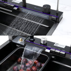 Pull-out Facuet Single Bowl Sink Kitchen Vegetable Sink 304 Whale Waterfall Sink Stainless Steel Dish Sink Vegetable Sink Household Vegetable Washing Basin