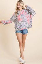 BiBi Tie Dye Print Terry Pull Over