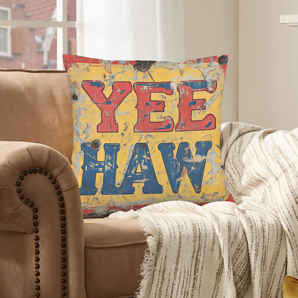 Baha Ranch YEEHAW Vintage Western Velvety Soft Pillow Case Made in America Baha Ranch Western Wear