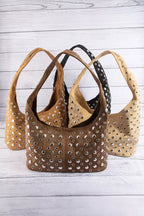 Fame Multi Rivet Studded Shoulder Bag
