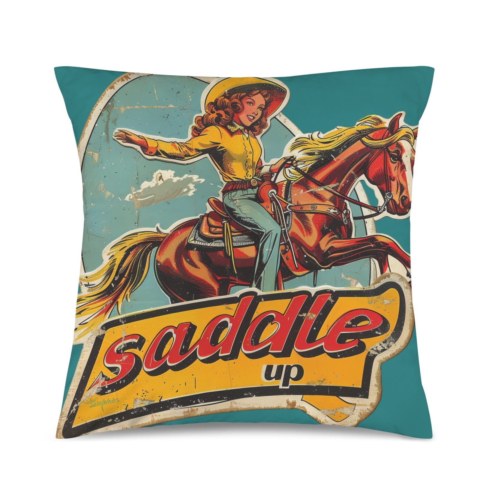 Baha Ranch Saddle Up Velvety Soft Pillow Case Made in America Baha Ranch Western Wear