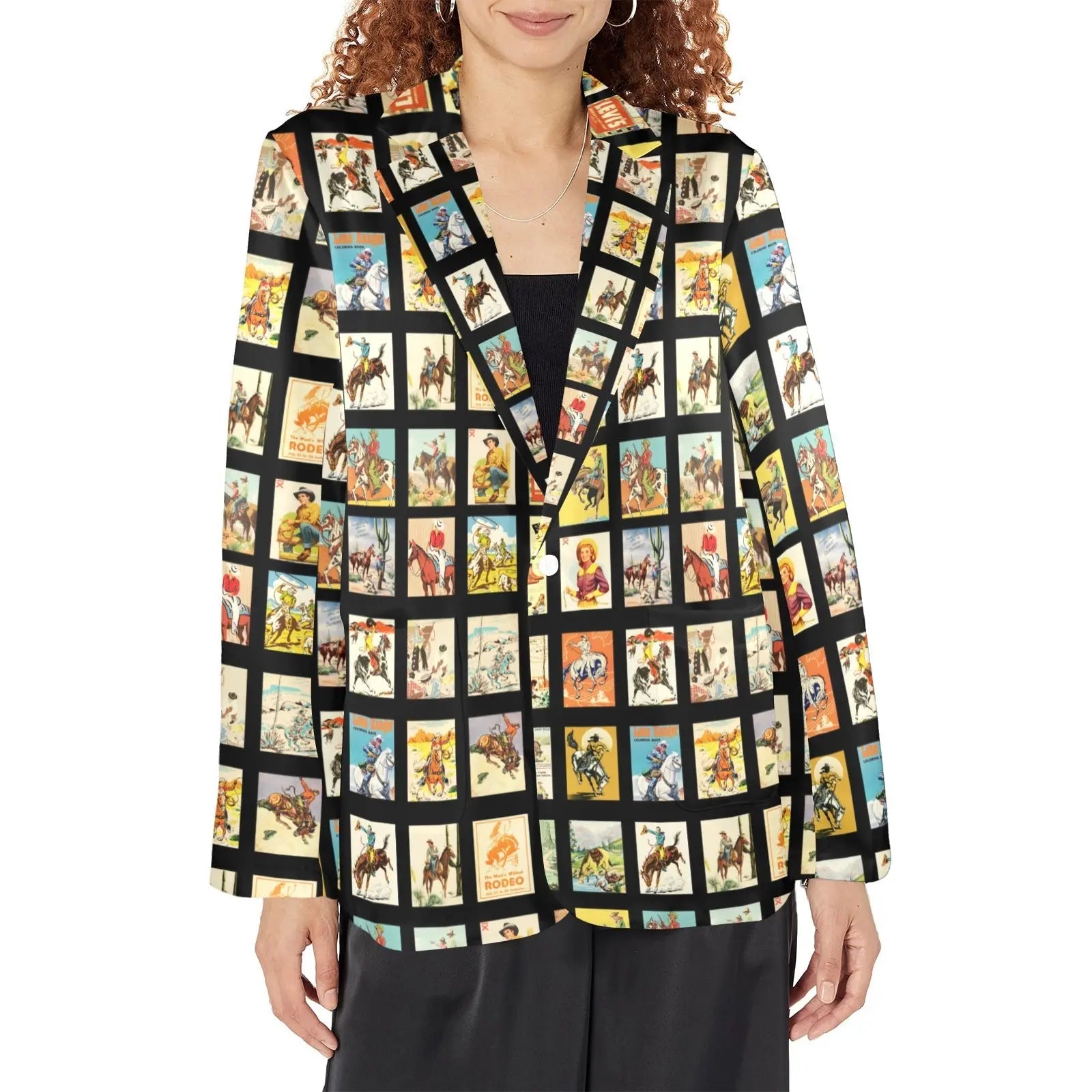 Baha Ranch Vintage Cowboy Collage Women's Western Blazer Baha Ranch Western Wear