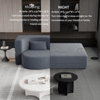 Modern Floor Sofa, with 2 Pillows, Convertible Teddy Fabric Foam Filled Bed, 15 inch Full Size Folding Mattress, Suitable for Living Room, Guest room, Game Room, Grey