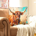 Baha Ranch Painted Bull Velvety Soft Pillow Cover Made in America Baha Ranch Western Wear