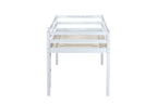 Solid Wooden, Rubber Wooden Twin Loft Bed with Ladder, Bed Platform of Strengthened Slats , White