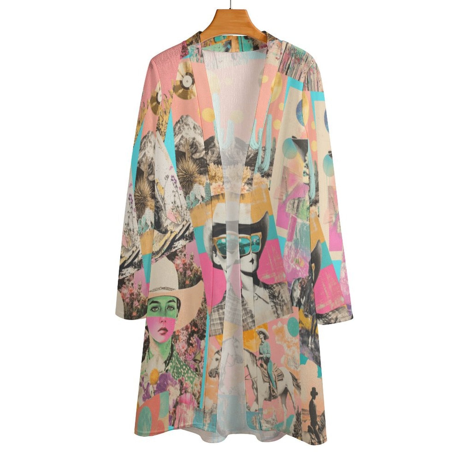 Baha Ranch Retro Pop Western Collage Lightweight Cardigan Baha Ranch Western Wear