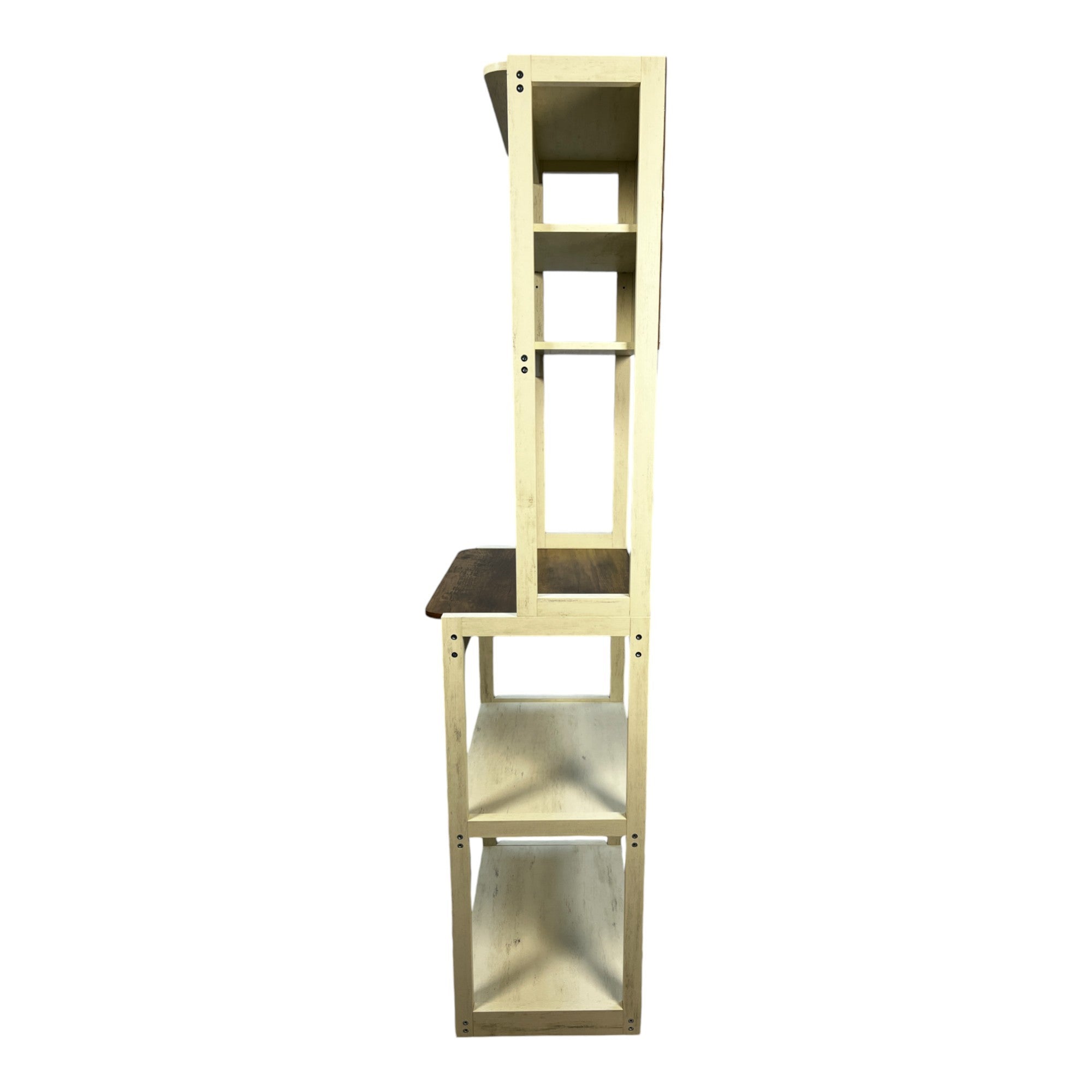 23.62' White and Rustic Brown color 5-Tier Bakers Rack for Kitchen with Storage, Coffee Bar, Kitchen Shelves, Microwave Stand