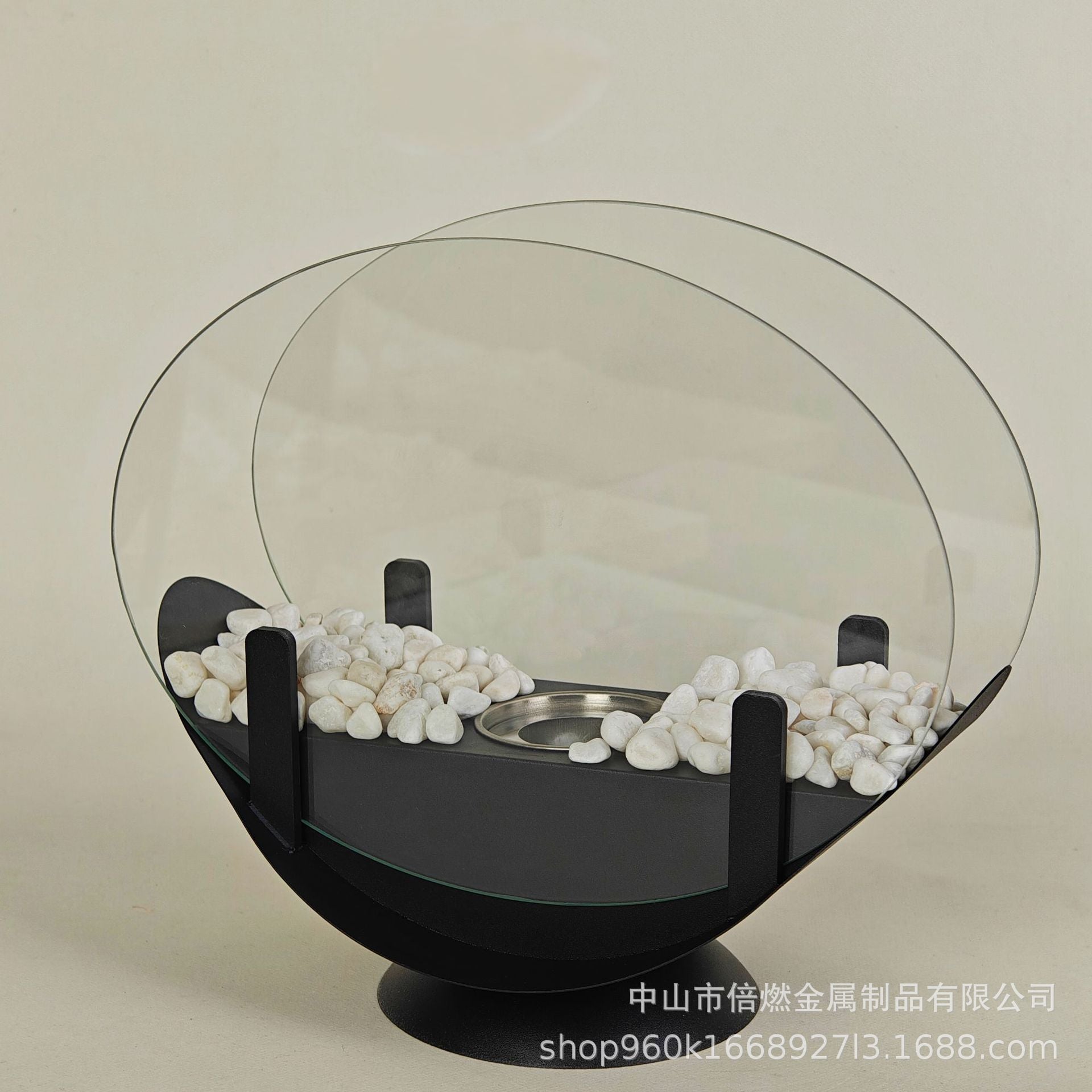 Alcohol Fireplace Lamp Indoor Real Fire Heating Atmosphere Desktop Oval