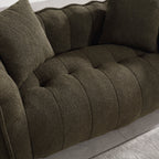 Cozy Beanbag Chair with High Resilience Foam Core for Two - Olive Green Chenille, 66x35x25 inches