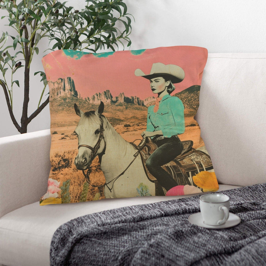 Baha Ranch Retro Pop Western Ride Cowgirl Pillow Case Made in America Baha Ranch Western Wear