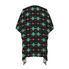 Baha Ranch Black Turquoise Orange Aztec Duster Kimono Coverup Baha Ranch Western Wear