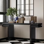 66' Extra Wide Real Wood Veneered Console Table, Minimalist Sofa Table Behind Couch for Entryway, Hallway, Living Room, Home Office, Black