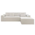 104.3*68.9'Modular sectional sofa seat,Upholstered compressed couch for living room,Bedroom,Apartment,No assembly required,2PC free combination,Plush corduroy fabric,WHTIE