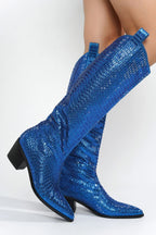 Blazing Boots - Blue or Silver -  Cowgirl Sparkle Holiday Western Baha Ranch Western Wear