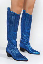 Blazing Boots - Blue or Silver -  Cowgirl Sparkle Holiday Western Baha Ranch Western Wear