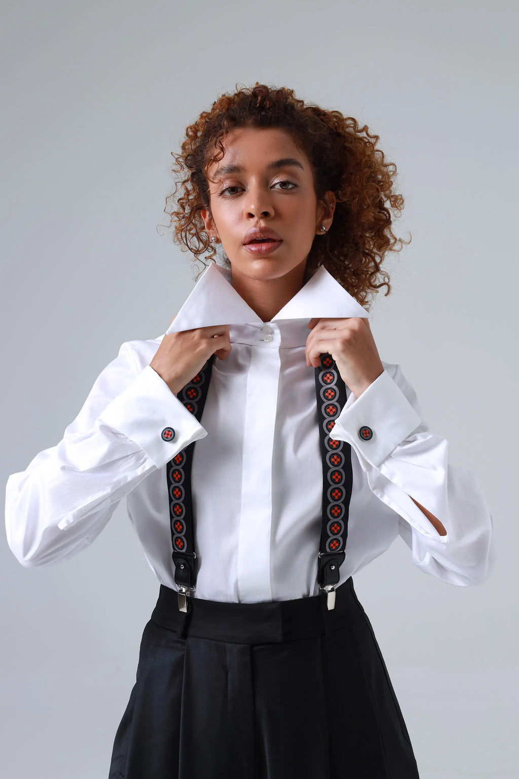 Sicily Lava Orange Floral Etna Patterned Silk Suspenders ETNA