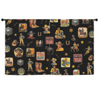 Vintage Cowboy Collage Western Curtains 52" x 63" Made in America Baha Ranch Western Wear