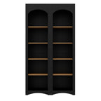 ON-TREND Free Standing 5 Tier Bookshelves, Bookcases Set of 2, Farmhouse Two-Tone Storage Cabinet with Adjustable Shelves, Modern 72'H Kitchen Pantry Cabinet for Living Room, Home Office, Black